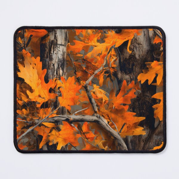 Item preview, Intense Orange Oak Leaves Camouflage Artwork with Rich Tree Bark, Woodland Branches and Autumn Forest Energy designed and sold by meganohm.