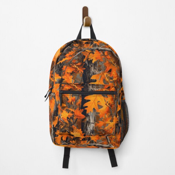 Item preview, Intense Orange Oak Leaves Camouflage Artwork with Rich Tree Bark, Woodland Branches and Autumn Forest Energy designed and sold by meganohm.