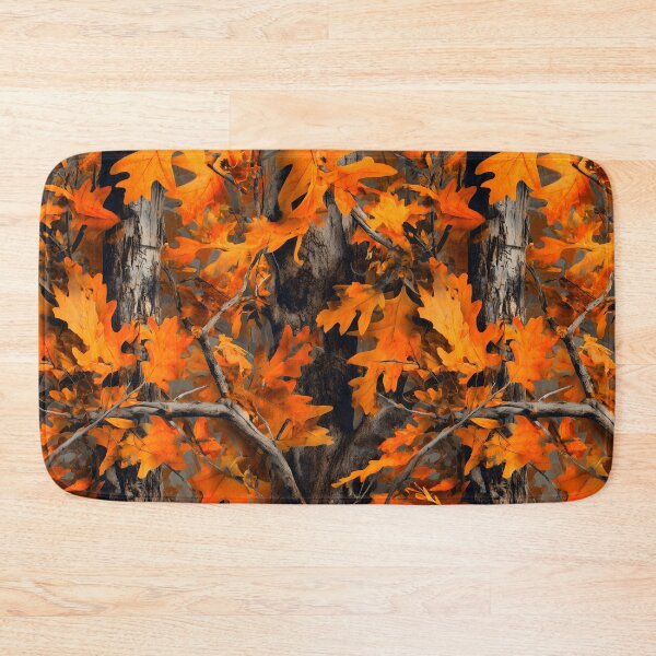 Item preview, Intense Orange Oak Leaves Camouflage Artwork with Rich Tree Bark, Woodland Branches and Autumn Forest Energy designed and sold by meganohm.