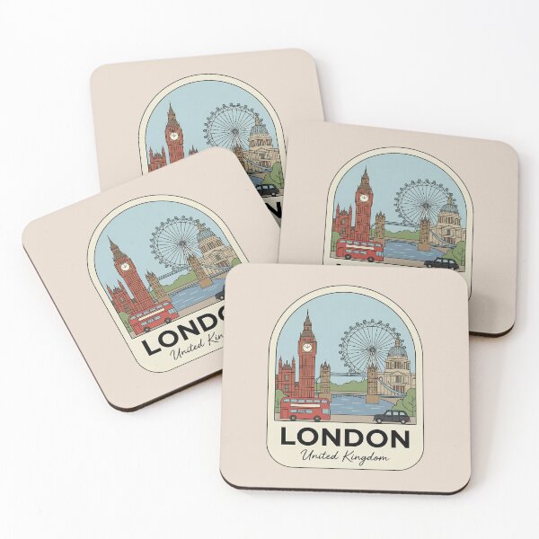 Item preview, London United Kingdom Travel Badge with Big Ben and Tower Bridge designed and sold by InvestingRoad.