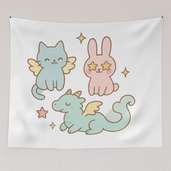 Item preview, Pastel Dream Creatures – Whimsical Fantasy Illustration designed and sold by Joyfulfabric.