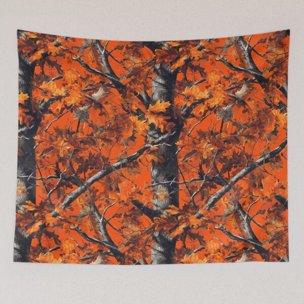 Item preview, Orange Leaf Canopy Camouflage Forest Print with Branches, Tree Trunks, Autumn Leaves and Natural Woodland Real Tree designed and sold by meganohm.