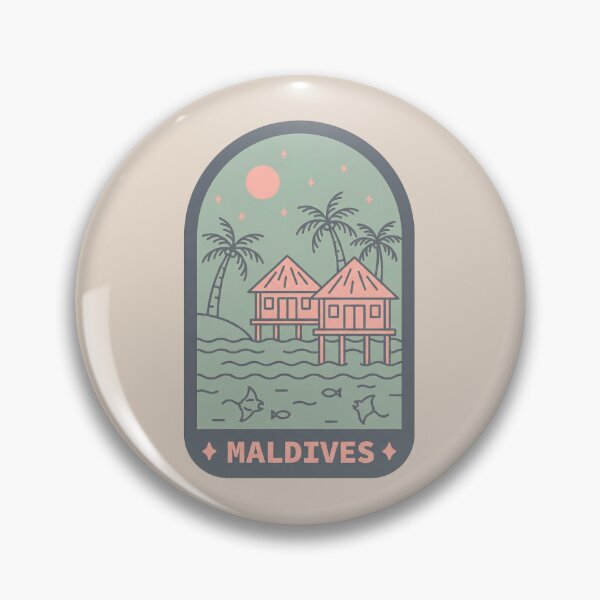 Item preview, Maldives Travel Badge, Indian Ocean Overwater Bungalows, Tropical Island Paradise designed and sold by InvestingRoad.