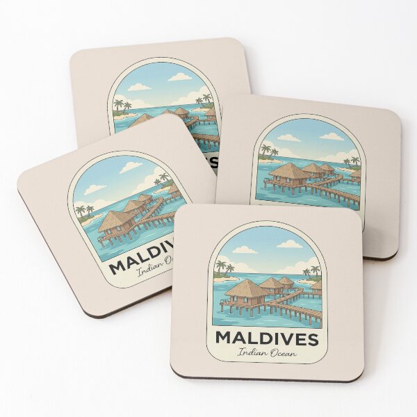 Item preview, Maldives Travel Badge, Indian Ocean Overwater Bungalows, Tropical Island Paradise designed and sold by InvestingRoad.