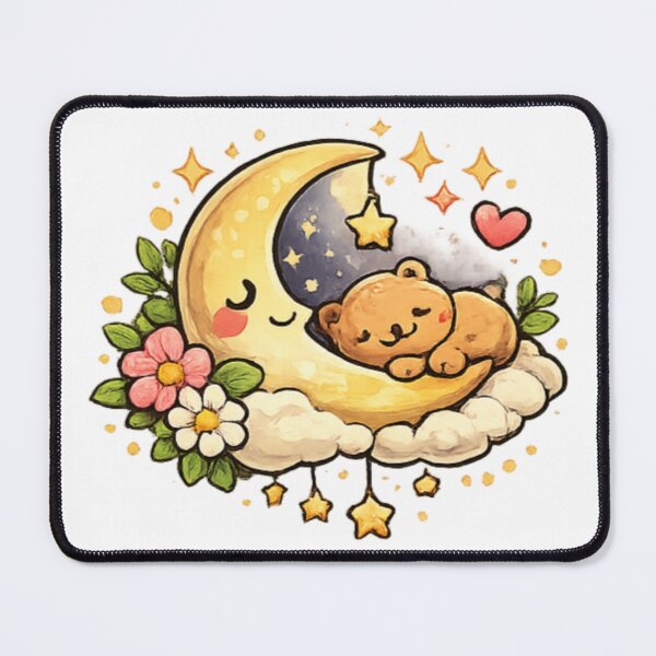 Item preview, Sleeping Bear on Crescent Moon designed and sold by TrendlyStudio.