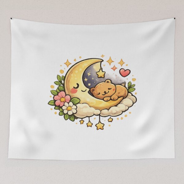 Item preview, Sleeping Bear on Crescent Moon designed and sold by TrendlyStudio.