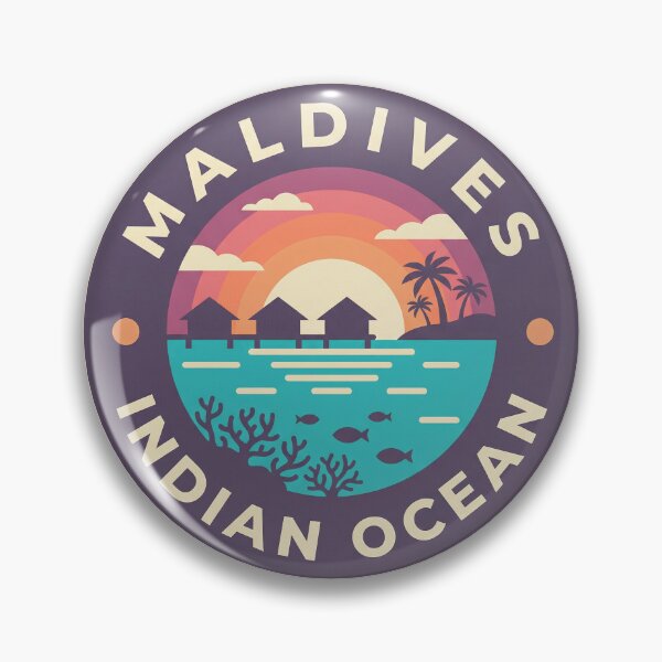 Item preview, Maldives Travel Badge, Indian Ocean Overwater Bungalows, Tropical Island Paradise designed and sold by InvestingRoad.