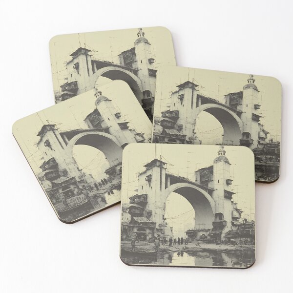 Item preview, Sepia Surreal City Bridge – Architectural Decay & Blueprints designed and sold by EK-World.