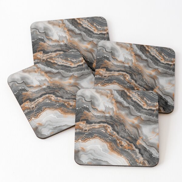 Item preview, Abstract marble composition in grey, beige & copper designed and sold by Letteraddicted.