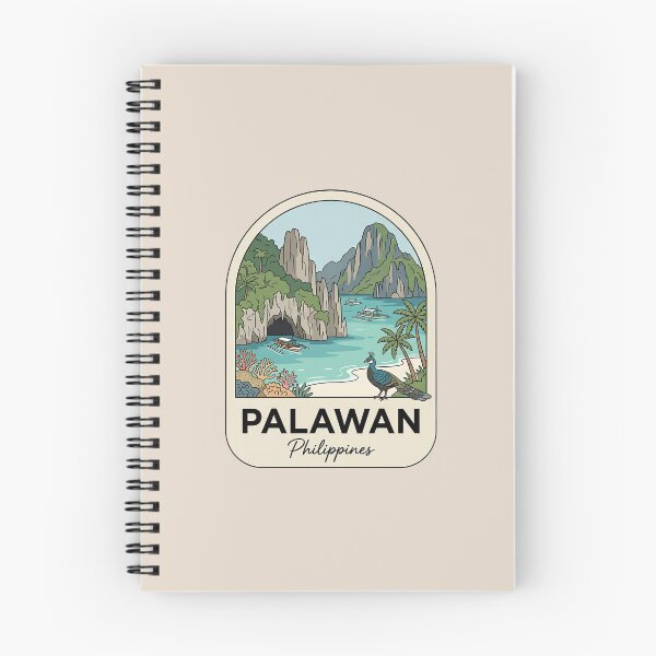 Item preview, Palawan Philippines Tropical Travel Badge, El Nido Limestone Cliffs and Bangka Boats designed and sold by InvestingRoad.