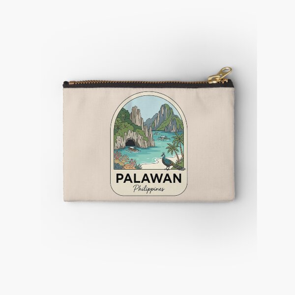 Item preview, Palawan Philippines Tropical Travel Badge, El Nido Limestone Cliffs and Bangka Boats designed and sold by InvestingRoad.