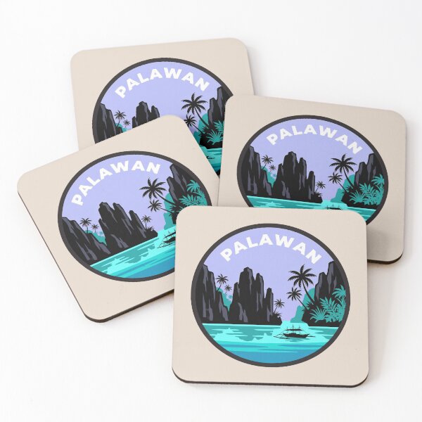 Item preview, Palawan Philippines Tropical Travel Badge, El Nido Limestone Cliffs and Bangka Boats designed and sold by InvestingRoad.