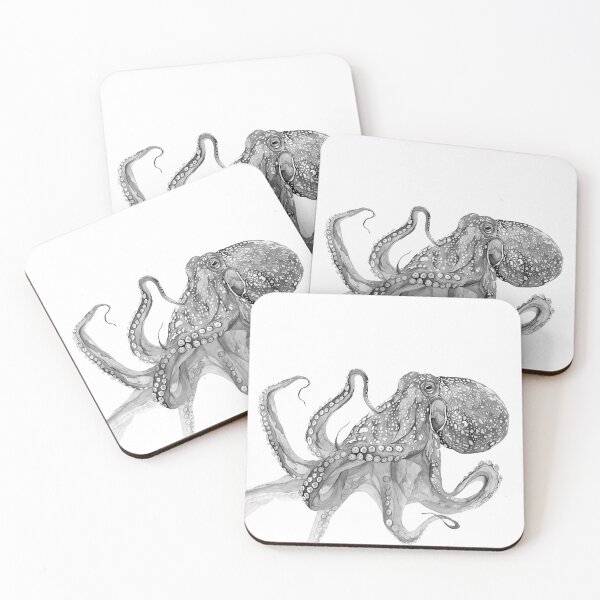 Item preview, Black and White Octopus designed and sold by Coastal Watercolors by Laura.