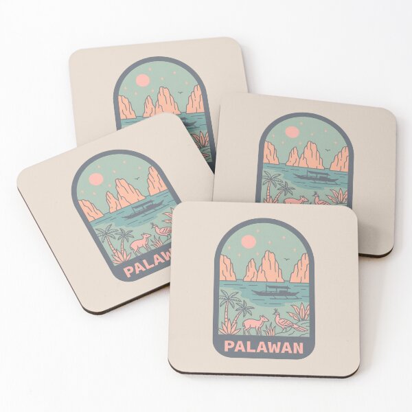 Item preview, Palawan Philippines Tropical Travel Badge, El Nido Limestone Cliffs and Bangka Boats designed and sold by InvestingRoad.