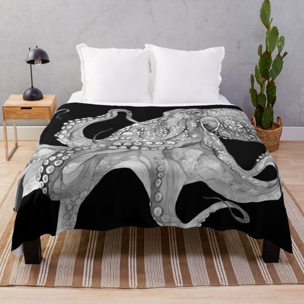 Item preview, Black and White Octopus designed and sold by Coastal Watercolors by Laura.