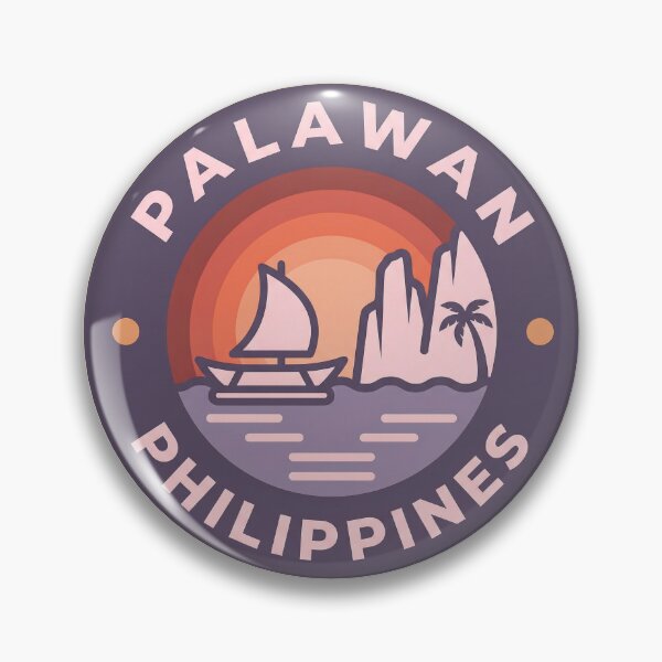 Item preview, Palawan Philippines Tropical Travel Badge, El Nido Limestone Cliffs and Bangka Boats designed and sold by InvestingRoad.