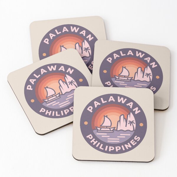 Item preview, Palawan Philippines Tropical Travel Badge, El Nido Limestone Cliffs and Bangka Boats designed and sold by InvestingRoad.