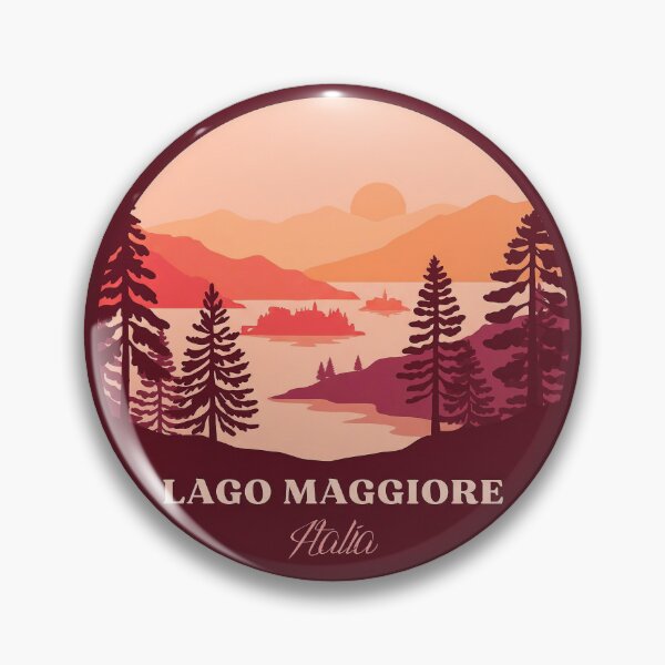 Item preview, Lago Maggiore Italia mountains landscape badge designed and sold by InvestingRoad.