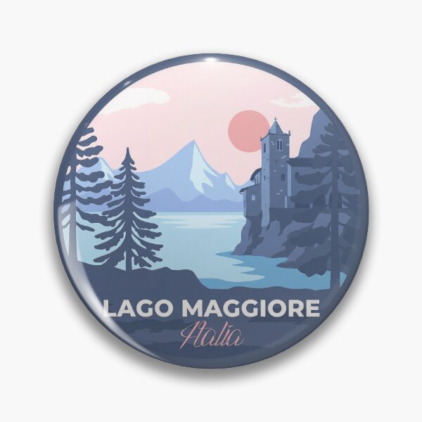 Item preview, Lago Maggiore Italia mountains landscape badge designed and sold by InvestingRoad.