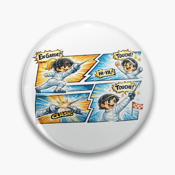 Item preview, fencing cartoon designed and sold by ChillCharmStudio.