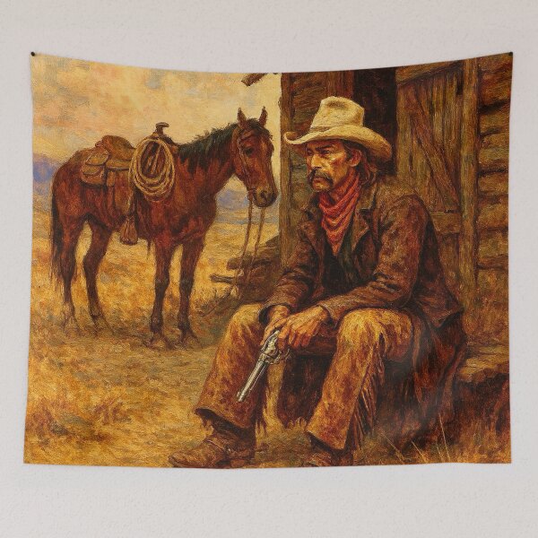 Item preview, The Weary Cowboy and Horse designed and sold by TinCatOutPost.
