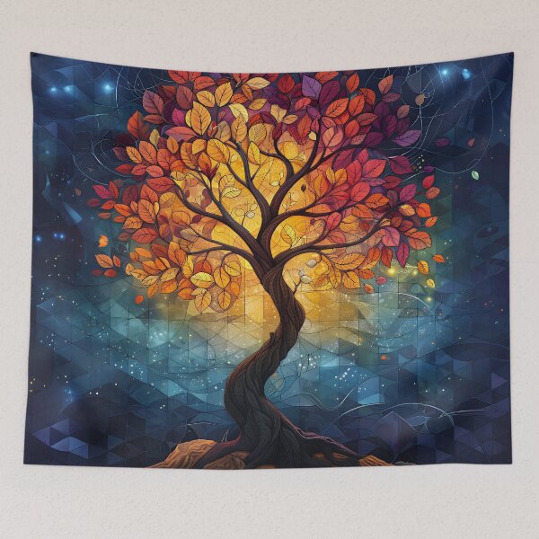 Item preview, Tree of Life in Cosmic Mosaic – Vibrant Autumn Glow designed and sold by EK-World.