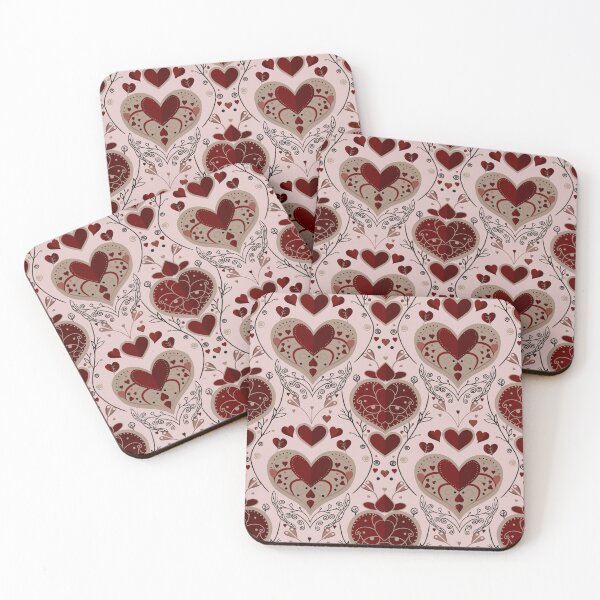 Item preview, Romantic Folk Hearts Valentine Repeat Pattern – Soft Pink designed and sold by Fezzyboo.