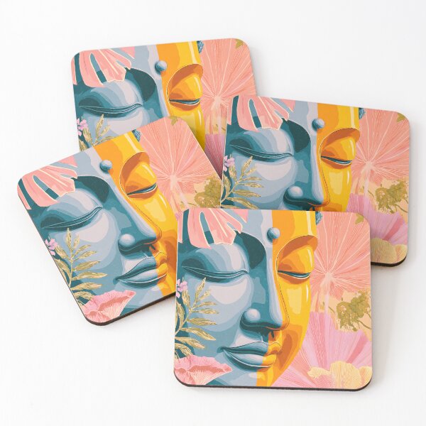 Item preview, Colorful Buddha Face Surrounded by Tropical Plants designed and sold by Artessie.