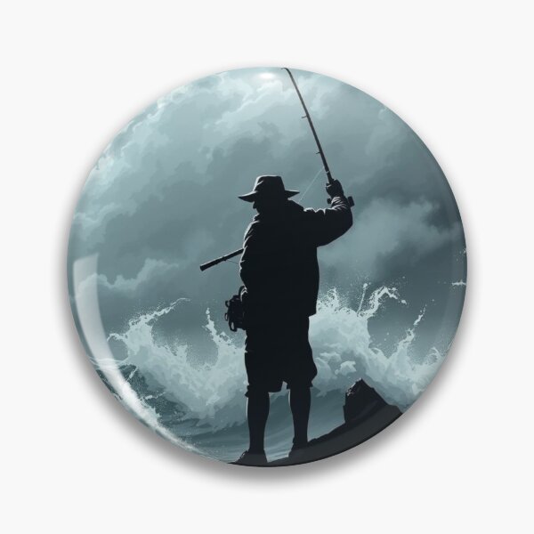 Item preview, Stormy Ocean Fisherman Silhouette - Dramatic Fishing Art designed and sold by EllDAV777.