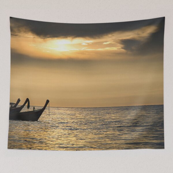 Item preview, Sunset Over Calm Sea with Boats designed and sold by pcole123.