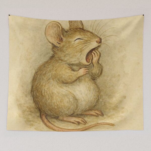 Item preview, Sleepy Mouse Yawning designed and sold by TinCatOutPost.