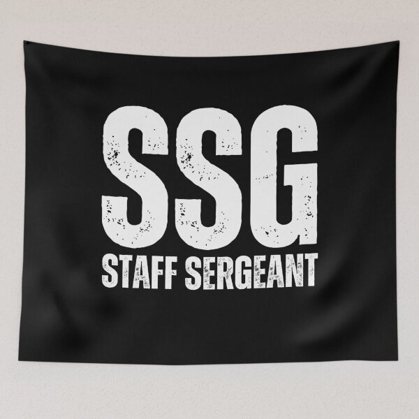 Item preview, SSG Staff Sergeant – Bold Distressed Military Design Honoring U.S. Army Leadership White Font designed and sold by GFamilyC.