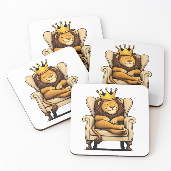 Item preview, Lion King Relaxing on a Throne – Cute Royal Animal Illustration designed and sold by Senkov.