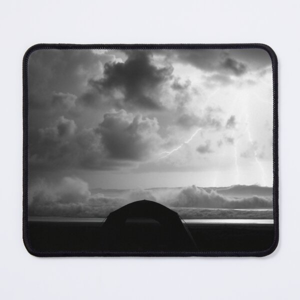 Item preview, Stormy Night Beach Tent Lightning Black and White Photography designed and sold by EllDAV777.