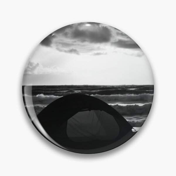 Item preview, Beach Camping Tent Silhouette Ocean Storm Black and White designed and sold by EllDAV777.