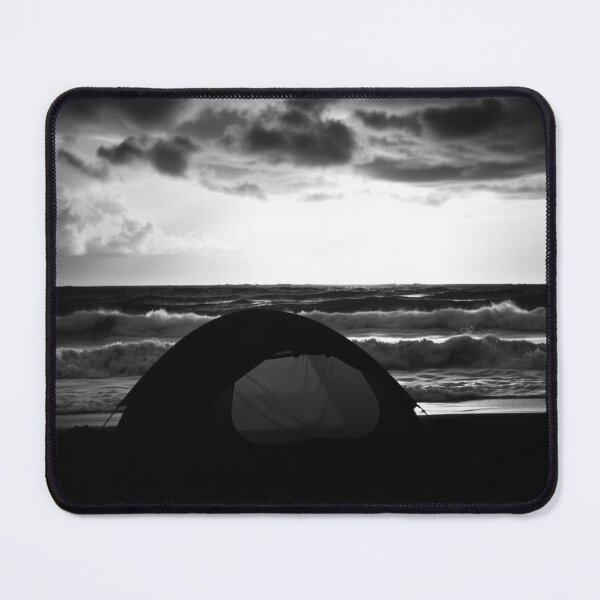 Item preview, Beach Camping Tent Silhouette Ocean Storm Black and White designed and sold by EllDAV777.