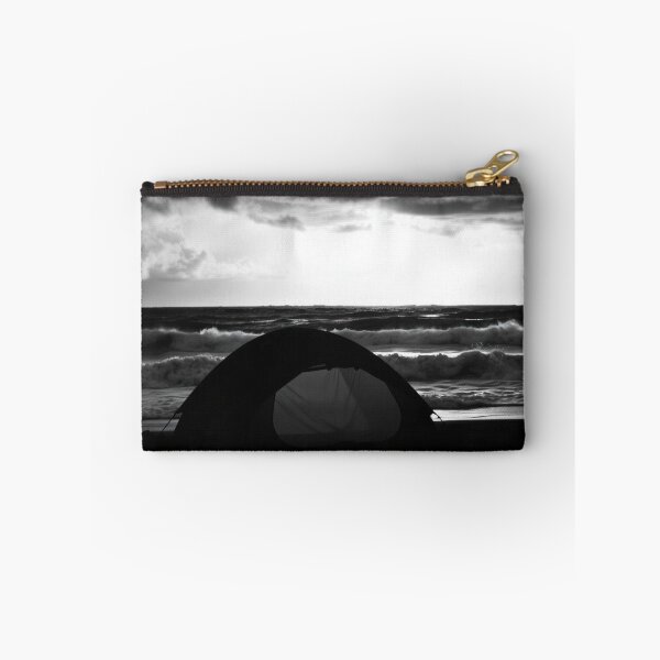 Item preview, Beach Camping Tent Silhouette Ocean Storm Black and White designed and sold by EllDAV777.