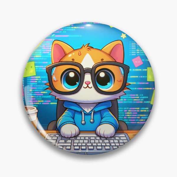 Artikelvorschau, Niedliche Programmiererkatze (Cartoon) entworfen und verkauft von CuteThingsWorld.