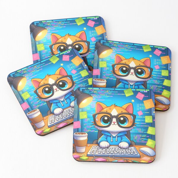 Item preview, Cute Programmer Cat Cartoon designed and sold by CuteThingsWorld.