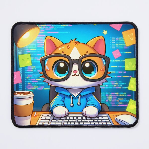 Item preview, Cute Programmer Cat Cartoon designed and sold by CuteThingsWorld.