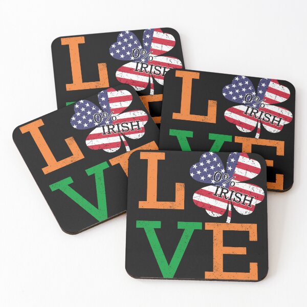 Item preview, Love 0% Irish St Patrick's Day Usa Flag Shamrock designed and sold by RoyesButler.