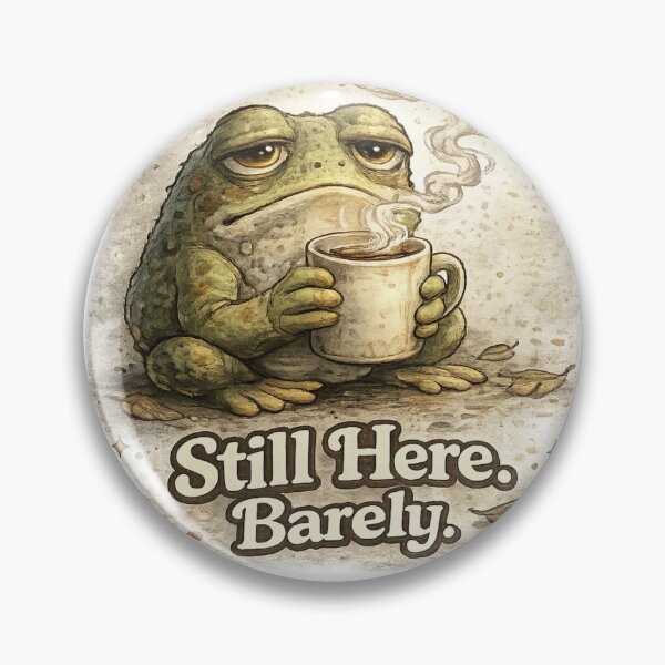 Item preview, Exhausted Frog Drinking Coffee designed and sold by KyliesKanvas22.