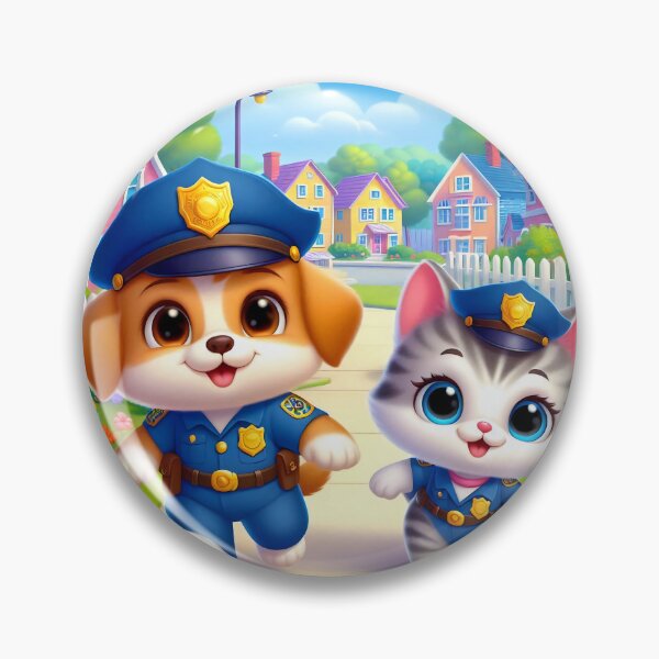 Item preview, Cute Police Dog and Cat designed and sold by CuteThingsWorld.