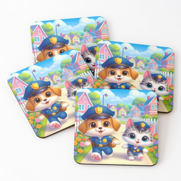 Item preview, Cute Police Dog and Cat designed and sold by CuteThingsWorld.