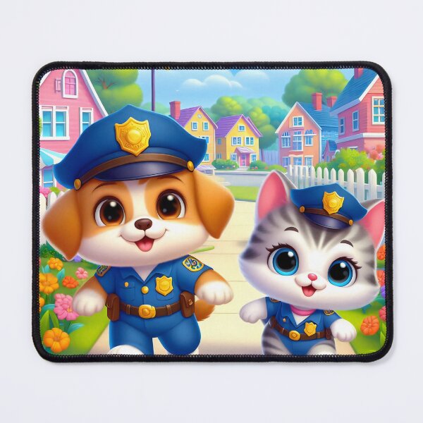 Item preview, Cute Police Dog and Cat designed and sold by CuteThingsWorld.