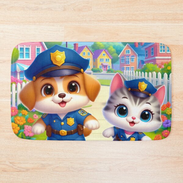 Item preview, Cute Police Dog and Cat designed and sold by CuteThingsWorld.