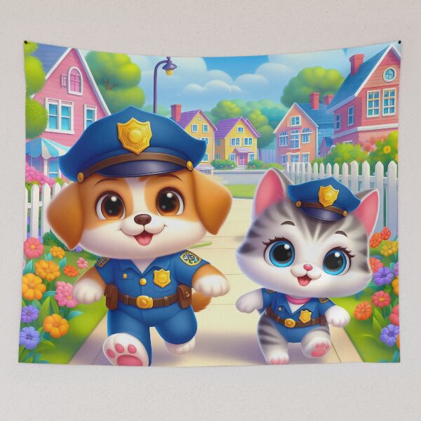 Item preview, Cute Police Dog and Cat designed and sold by CuteThingsWorld.