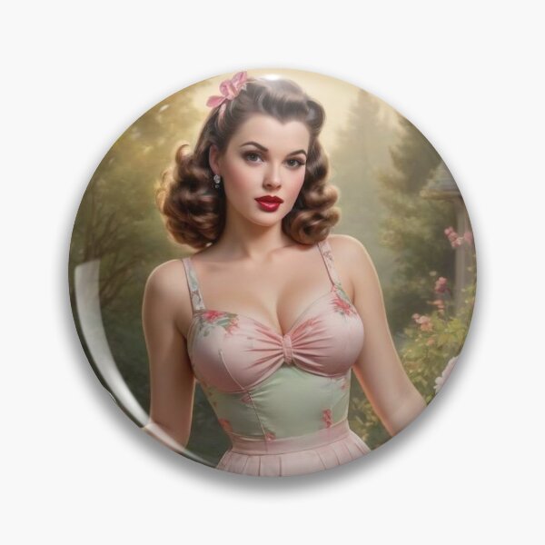 Item preview, Vintage 1940s Garden Pin-Up Girl | Floral Goddess with Roses and Peonies designed and sold by MissSaylor.