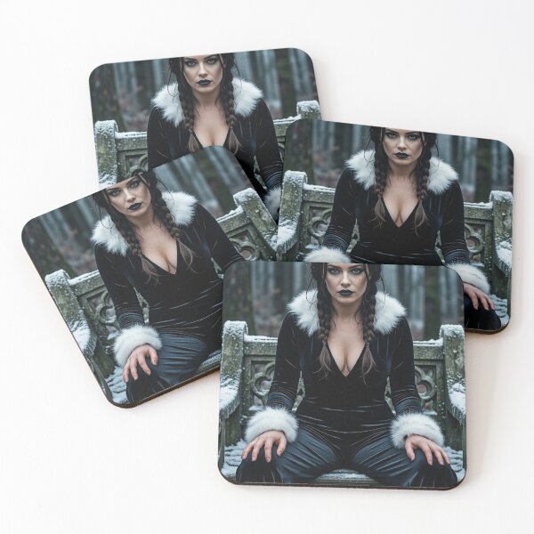 Item preview, Gothic Braided Muse in Velvet on a Snowy Bench designed and sold by CathryneDelamort.