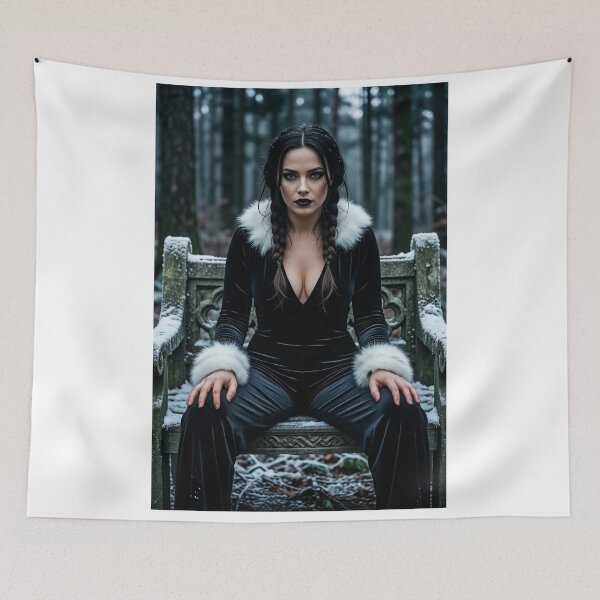 Item preview, Gothic Braided Muse in Velvet on a Snowy Bench designed and sold by CathryneDelamort.